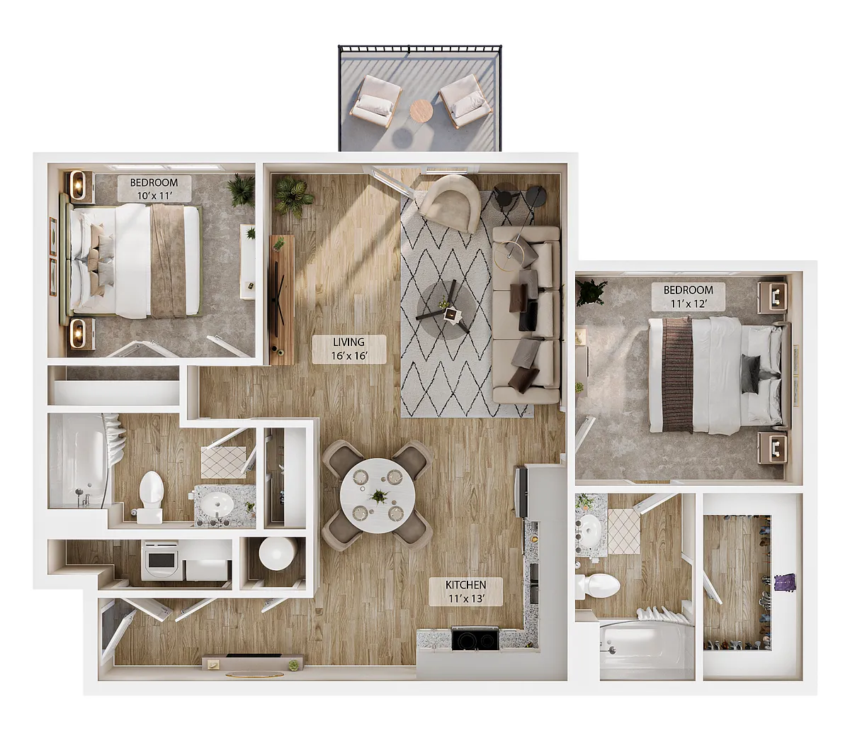 Floor plan 2-2BR Retreat Overlook