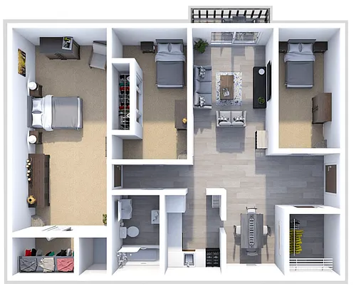 Floor plan FOXBOROUGH COMMONS 3 BEDROOM 1 BATH