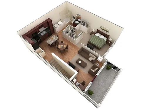 Floor plan 1 BR Designer Overlook