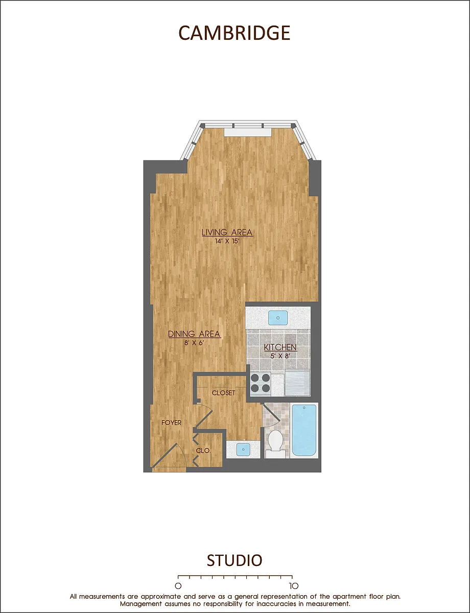 Floor plan Studio w/ Bay Window