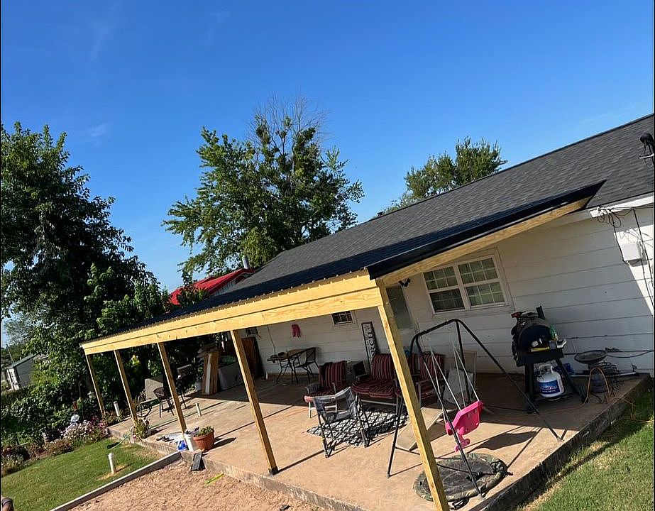 Backyard with covered patio