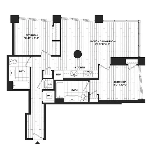Floor plan 2 Bed - 2 Bath | B05A