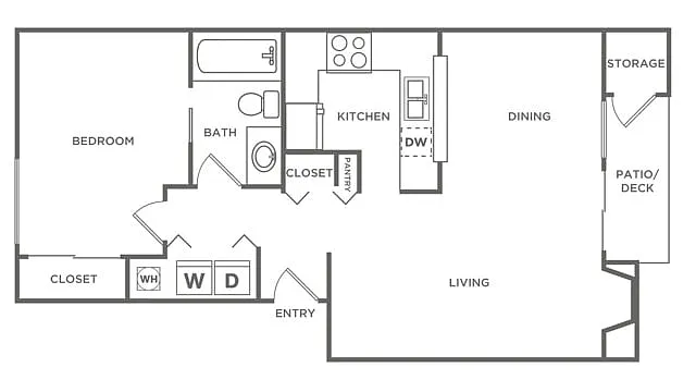 Floor plan One Bedroom One Bath (691 SF)