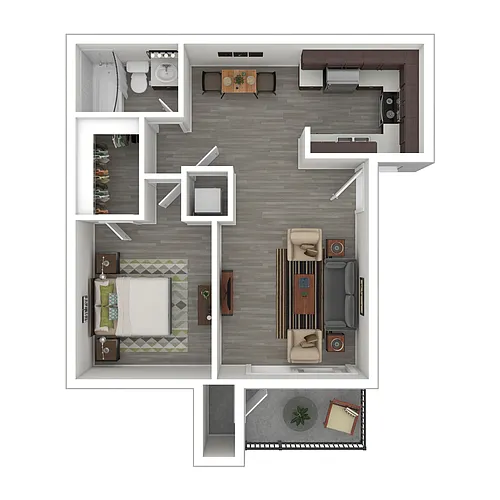 Floor plan AGILITY - One Bedroon/One Bath - 655 sq ft