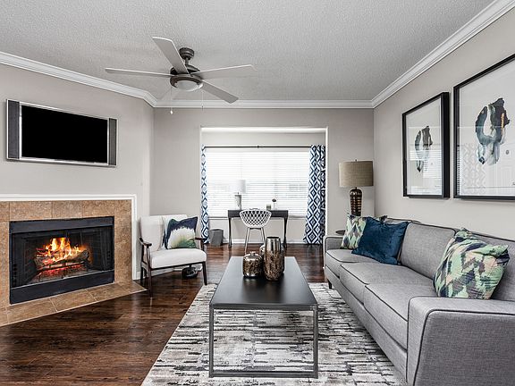 Living Room with Fireplace - Arbors River Oaks