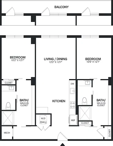 Floor plan 2 Bed/2 Bath-B3