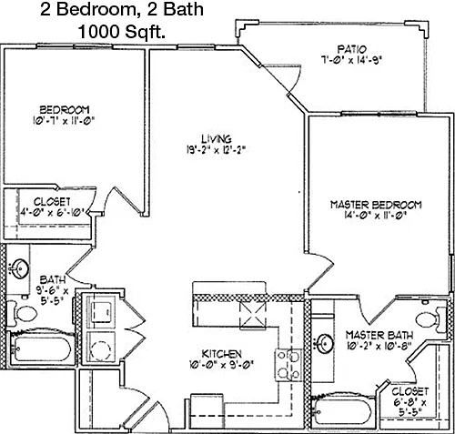 Floor plan 2 bed, 2 bath