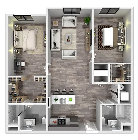 Floor plan 2BR-2BA-405