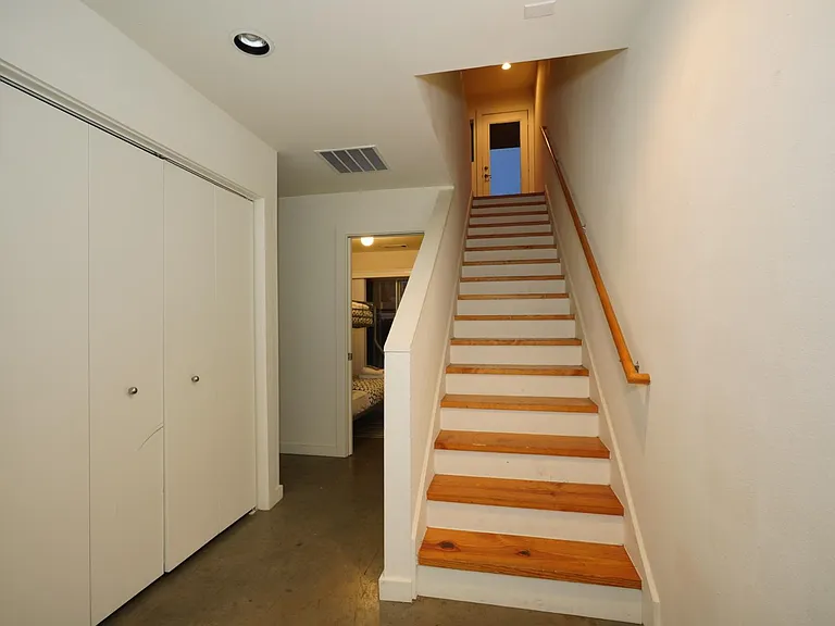 View from the front door. The laundry room is behind the left doors.