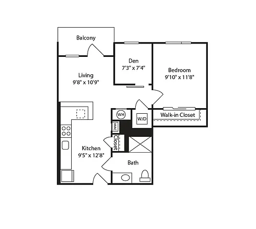 Floor plan 1 Bed/1 Bath-A26