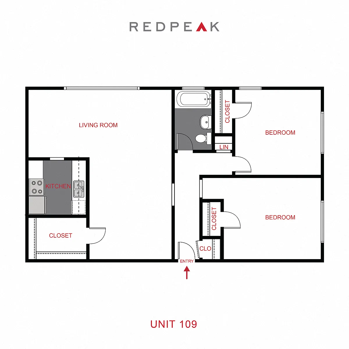 Floor plan 2 Bed 1 Bath