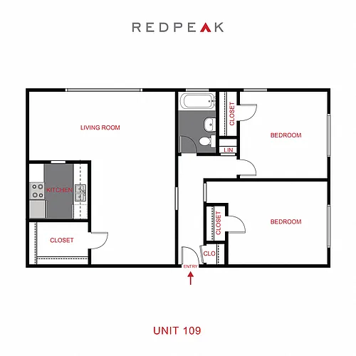 Floor plan 2 Bed 1 Bath