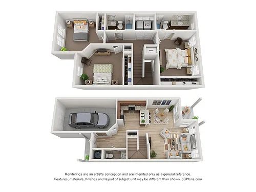 Floor plan Townhome Three Bedroom Two and a Half Bath