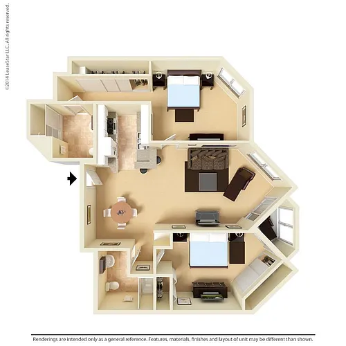 Floor plan Large 2 Bed 2 Bath