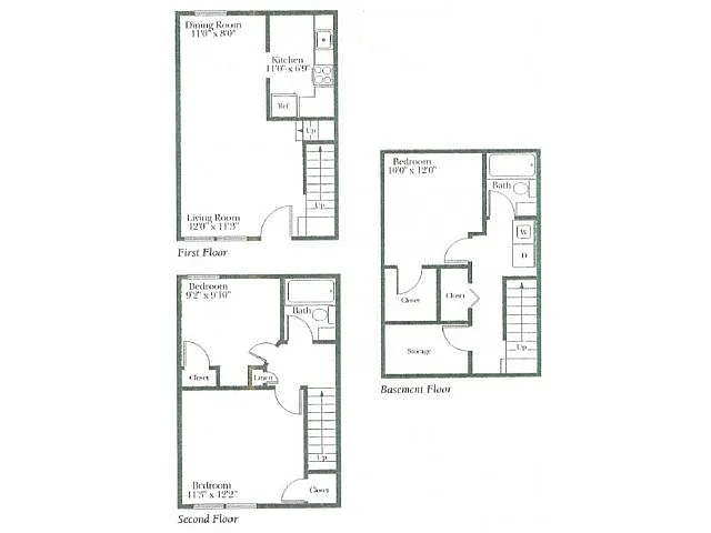Floor plan 3BR / 2BA Townhome