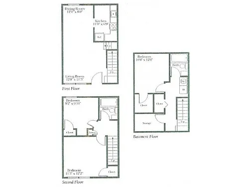 Floor plan 3BR / 2BA Townhome