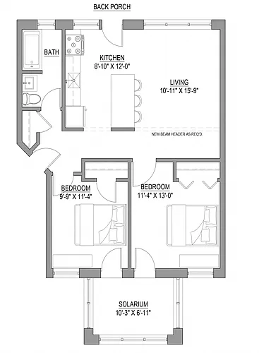 Floor plan 2 Bedroom - 1 Bathroom