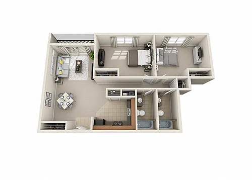 Floor plan 2 Bed 2 Bath