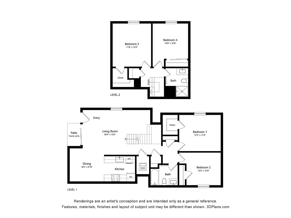 Floor plan 4 Bed, 2 Bath - 1133 Justin