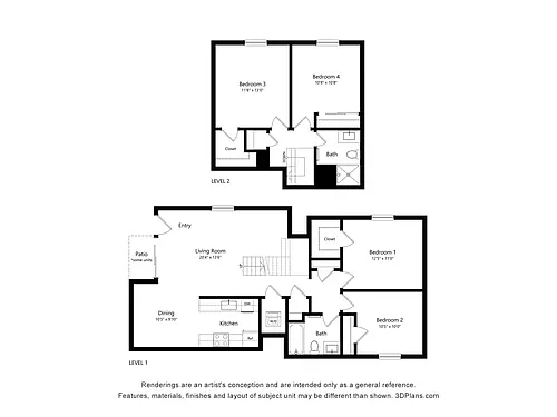 Floor plan 4 Bed, 2 Bath - 1133 Justin