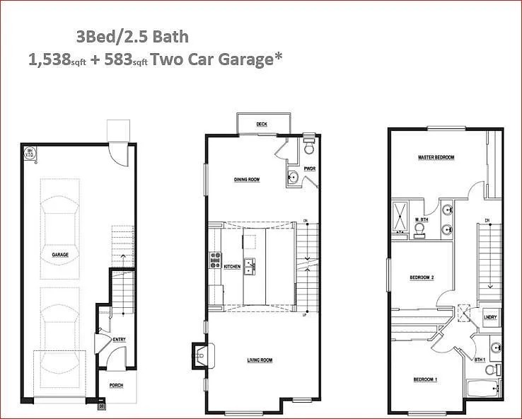 Floor plan 3x2 with Tandem Garage
