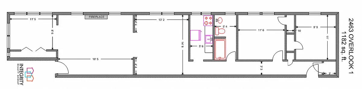 Floor plan Overlook 2459 & 63 1 Bedroom 1 Bath