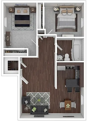 Floor plan 2 Bedroom, 1 Bath