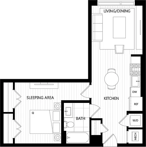Floor plan 1 Bed/1 Bath-B4