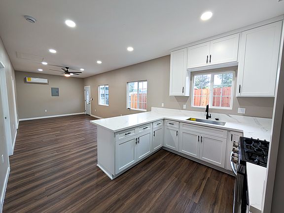 Kitchen with open concept living room