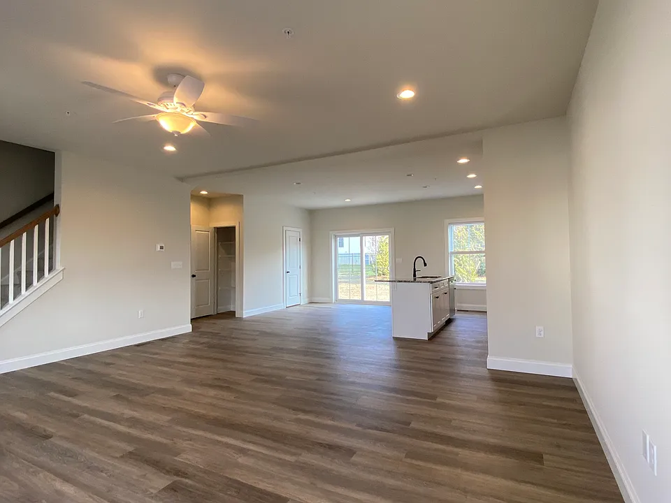 Open living space and walkout patio