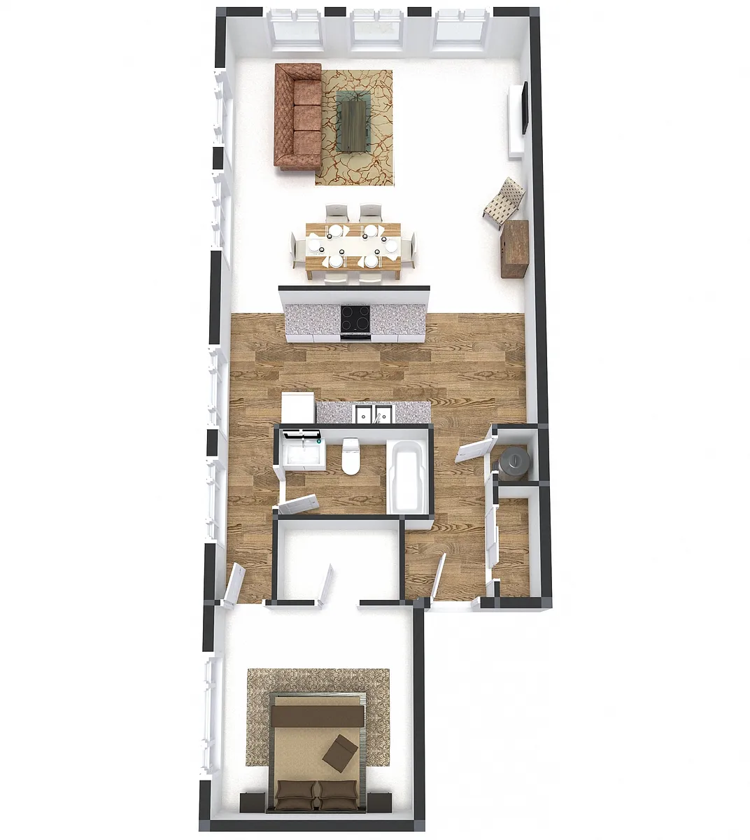 Floor plan One Bedroom Corner Vista