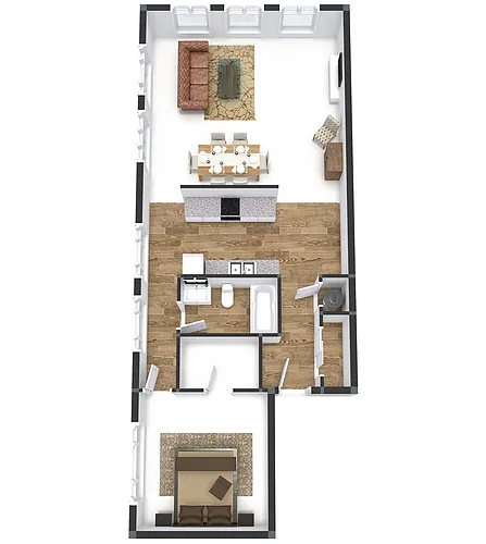 Floor plan One Bedroom Corner Vista