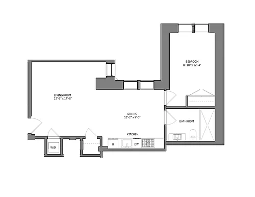Floor plan 1 Bed 1 Bath Bonet