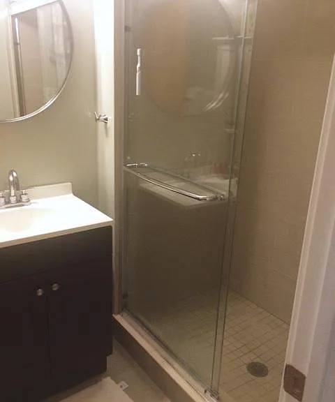 Spacious Shower with glass panels