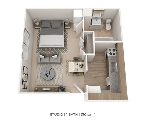 Floor plan Studio - 310 sqft