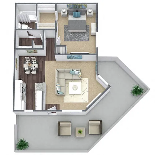 Floor plan A2: 1 Bed 1 Bath
