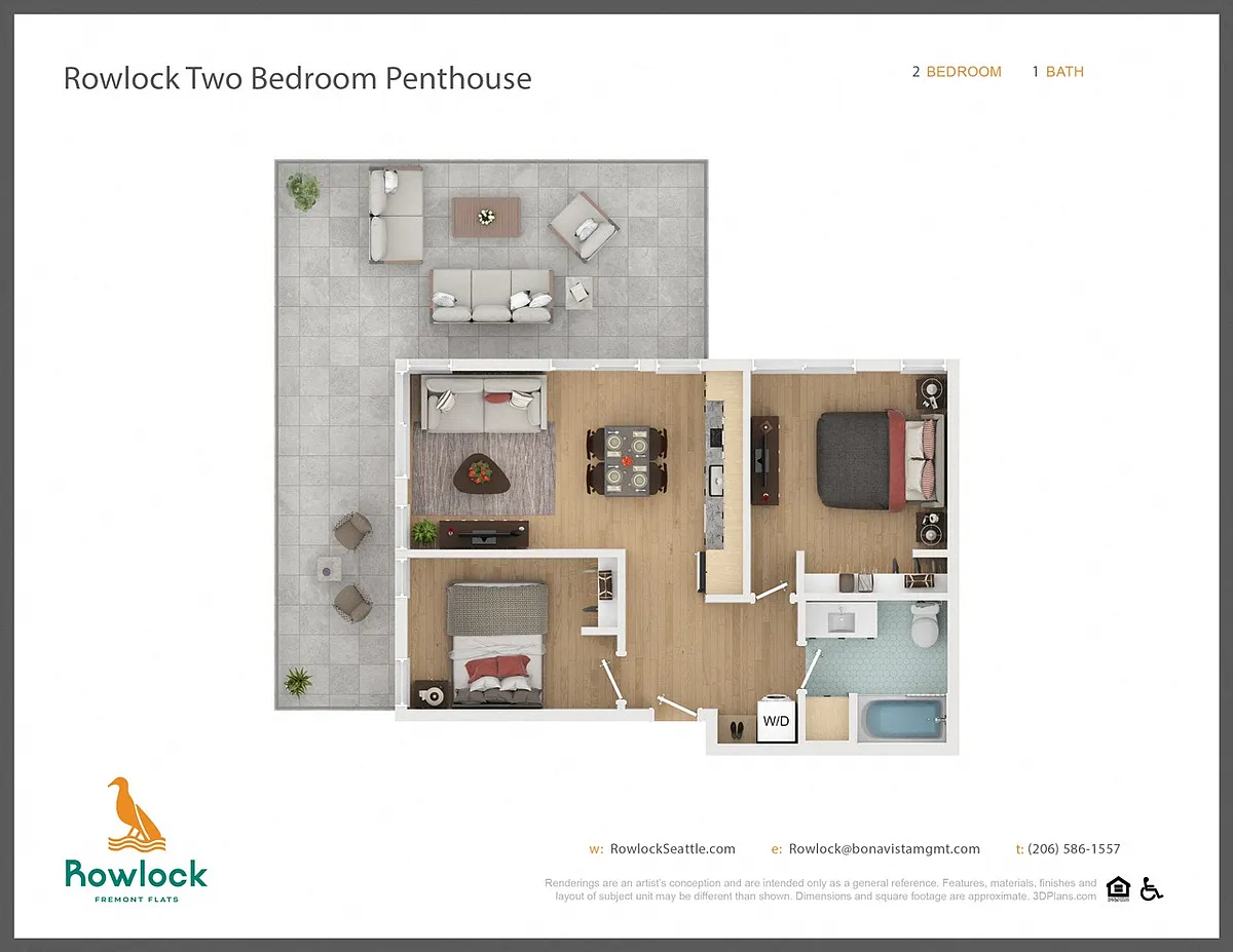 Floor plan Rowlock Two Bedroom Penthouse