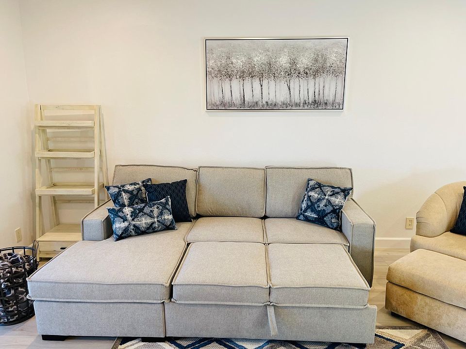 The bottom of the sofa pulls out for more comfort.