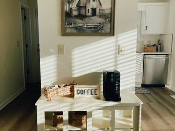 Coffee station. Half bath down hallway on the left.