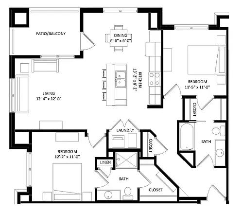 Floor plan 2 Bedroom D1