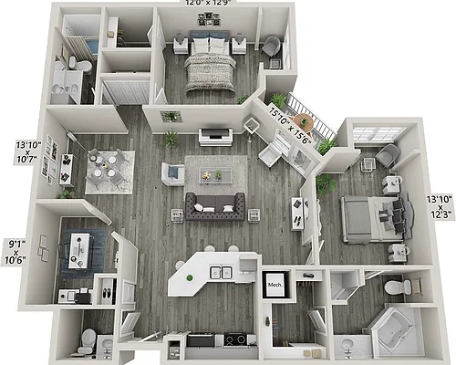 Floor plan Two Bedroom B2.5B