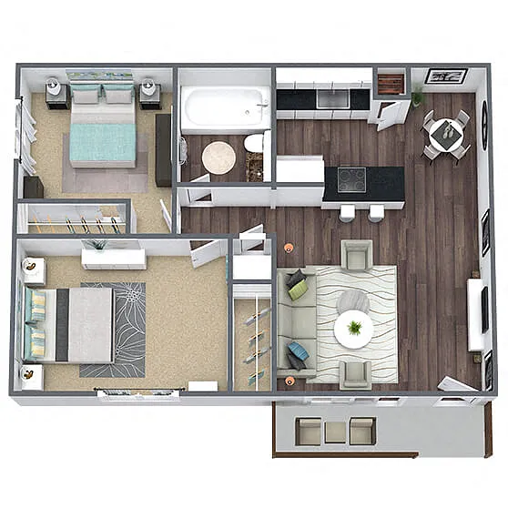 Floor plan 2 Bed 1 Bath