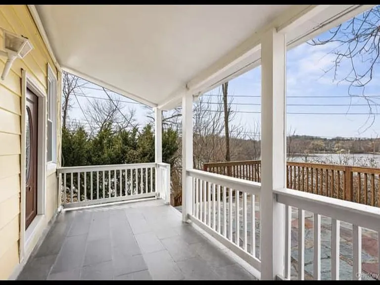 deck with lake view
