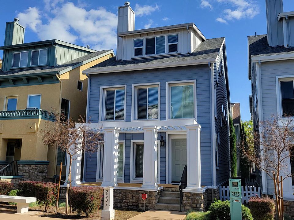 Front of house in courtyard.