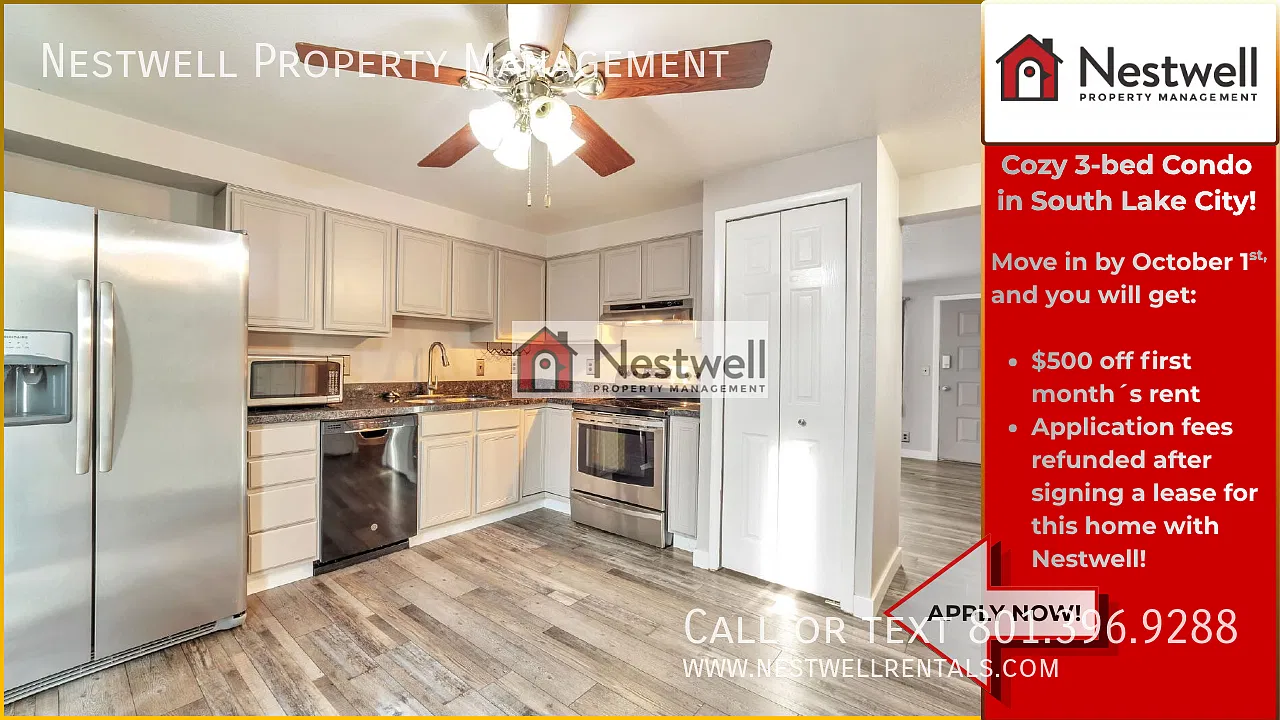 $500 off 1st Month's Rent-Cozy 3-bed Condo in SLC! — Photo 1