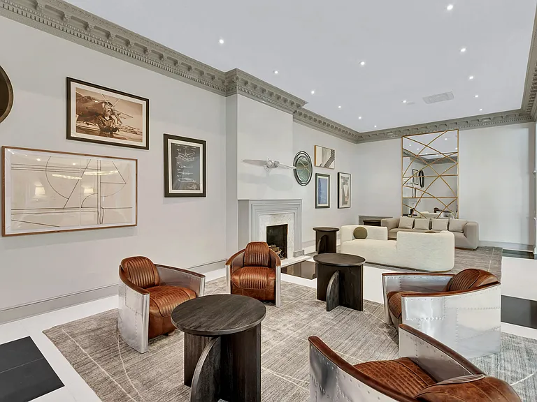 Aviator style seating in luxe lobby