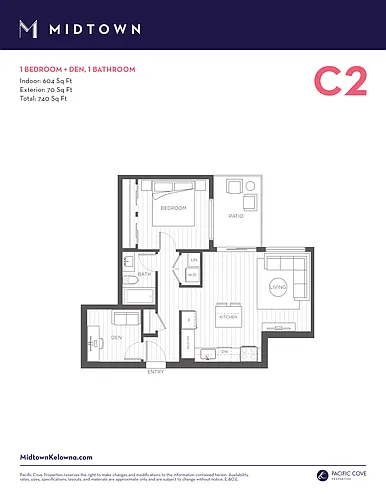 Floor plan 1 Bedroom + Den