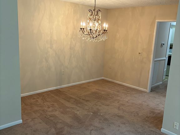 Dining area with chandelier