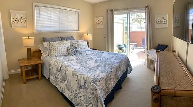 master bedroom, ceiling fan, tv, patio access