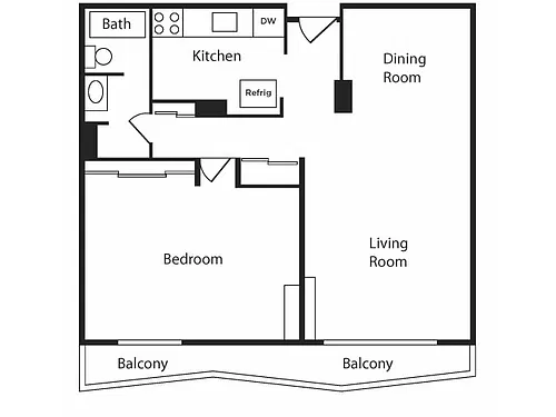 Floor plan Standard 1BR/1BA